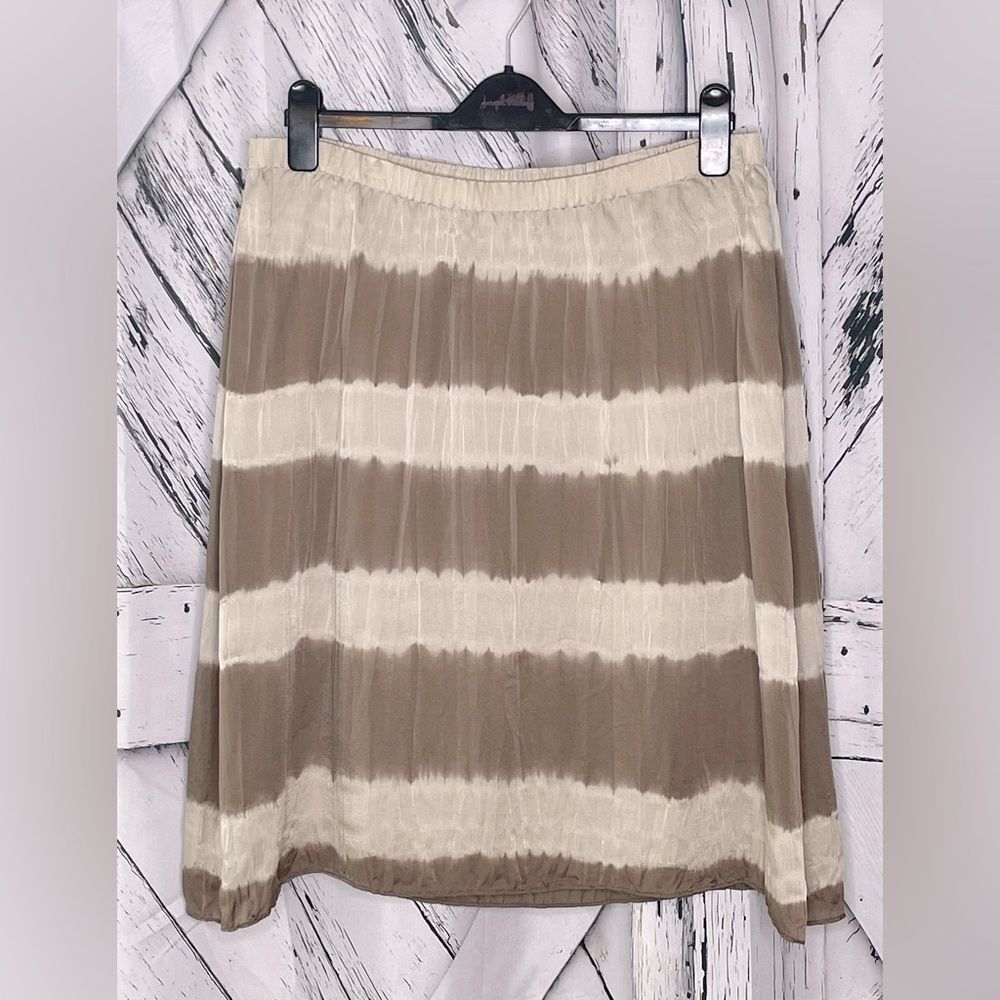 The Fisher Project Eileen Fisher Mocha Silk Shibori Dyed Lantern Short Skirt M
